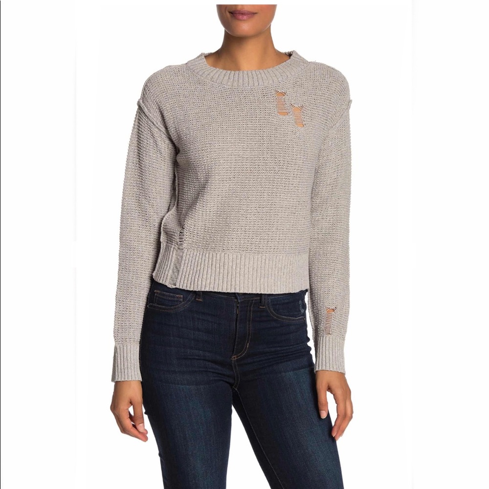n:Philanthropy distressed crew neck sweater NEW